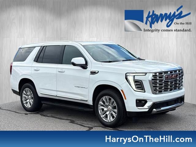 2025 GMC Yukon Denali in Summit White — front three-quarter view