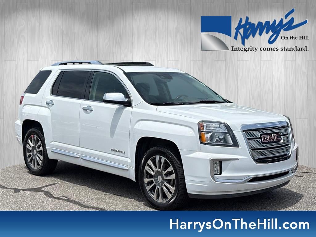 2017 GMC Terrain Denali in Summit White — front three-quarter view