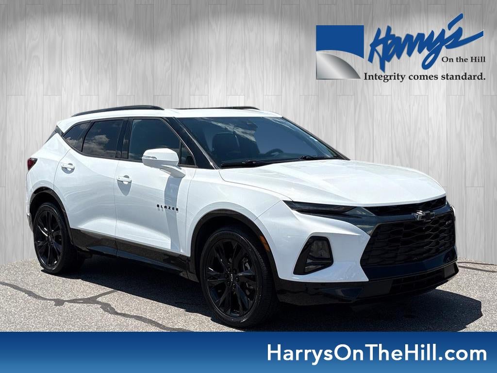 2019 Chevrolet Blazer RS in Summit White — front three-quarter view