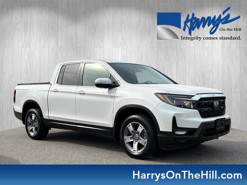 2024 Honda Ridgeline RTL in White — front three-quarter view